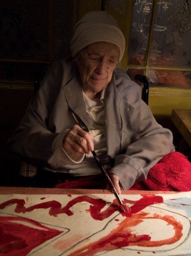 Louise Buregois painting at age 98